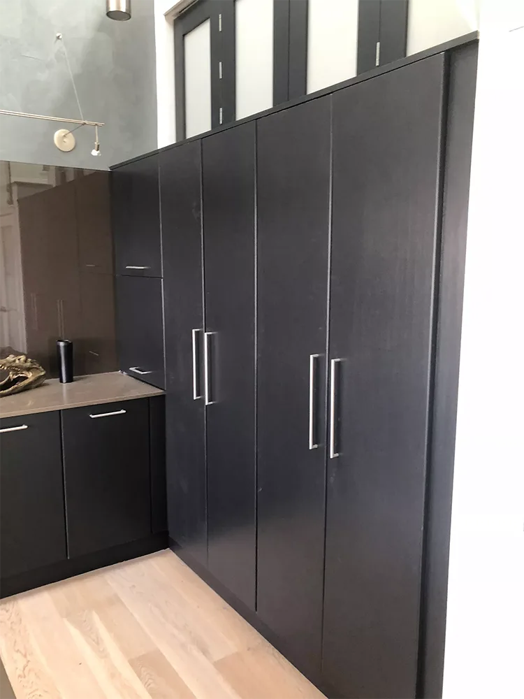 Dark grey kitchen cabinets in a condo, ideal for interior condo painting projects. AZ Painting Ltd.